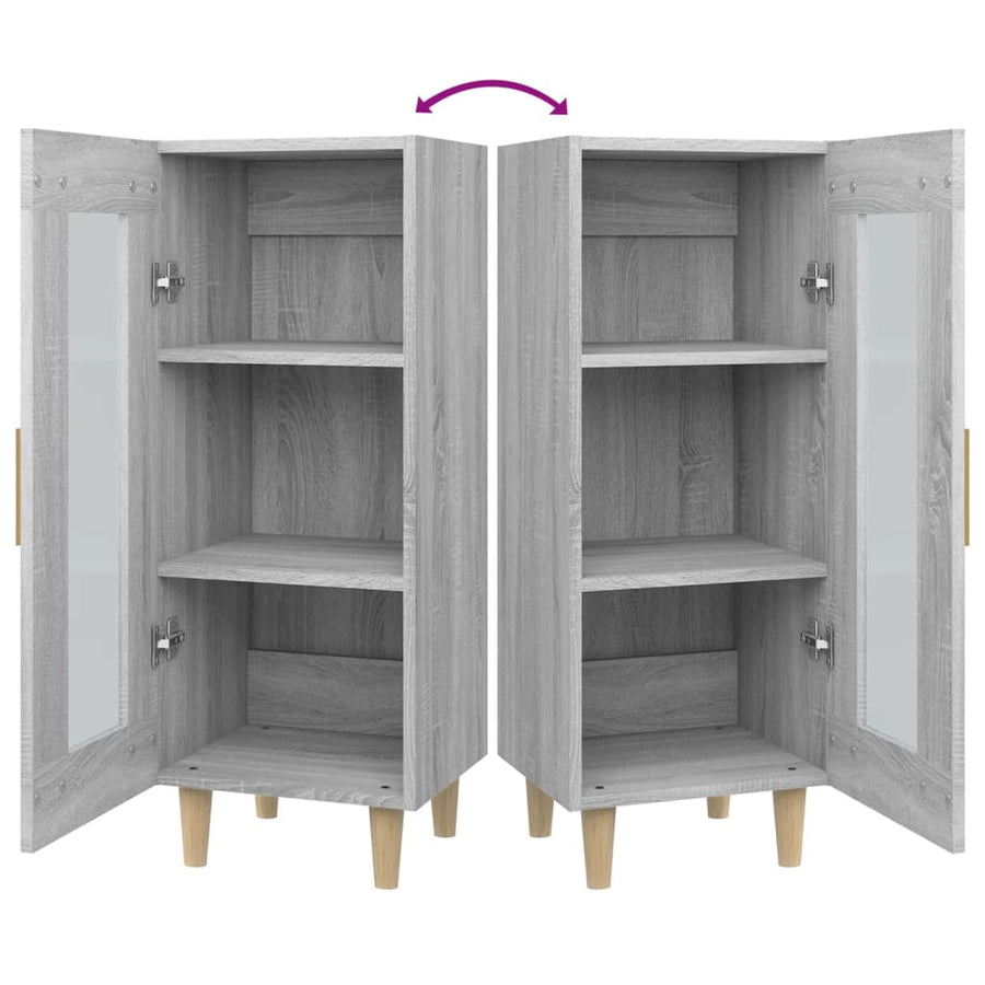 Dressoir 34,5X34X90 Cm Bewerkt Hout Eikenkleurig Grijs sonoma