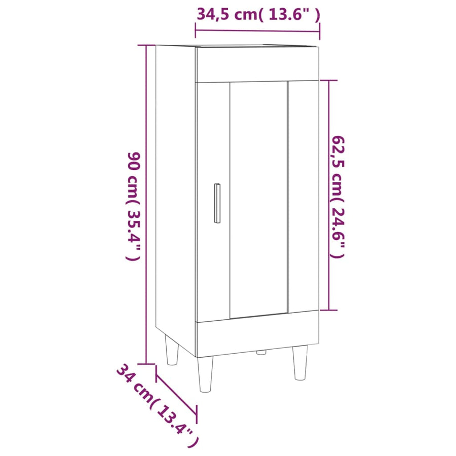 Dressoir 34,5X34X90 Cm Bewerkt Hout Grijs Sonoma Eikenkleurig