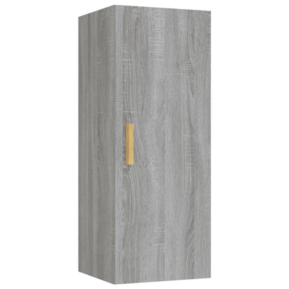 Wandkast 34,5X34X90 Cm Bewerkt Hout Grijs Sonoma Eikenkleurig