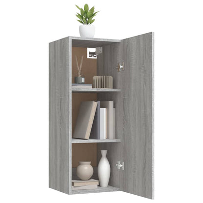 Wandkast 34,5X34X90 Cm Bewerkt Hout Grijs Sonoma Eikenkleurig