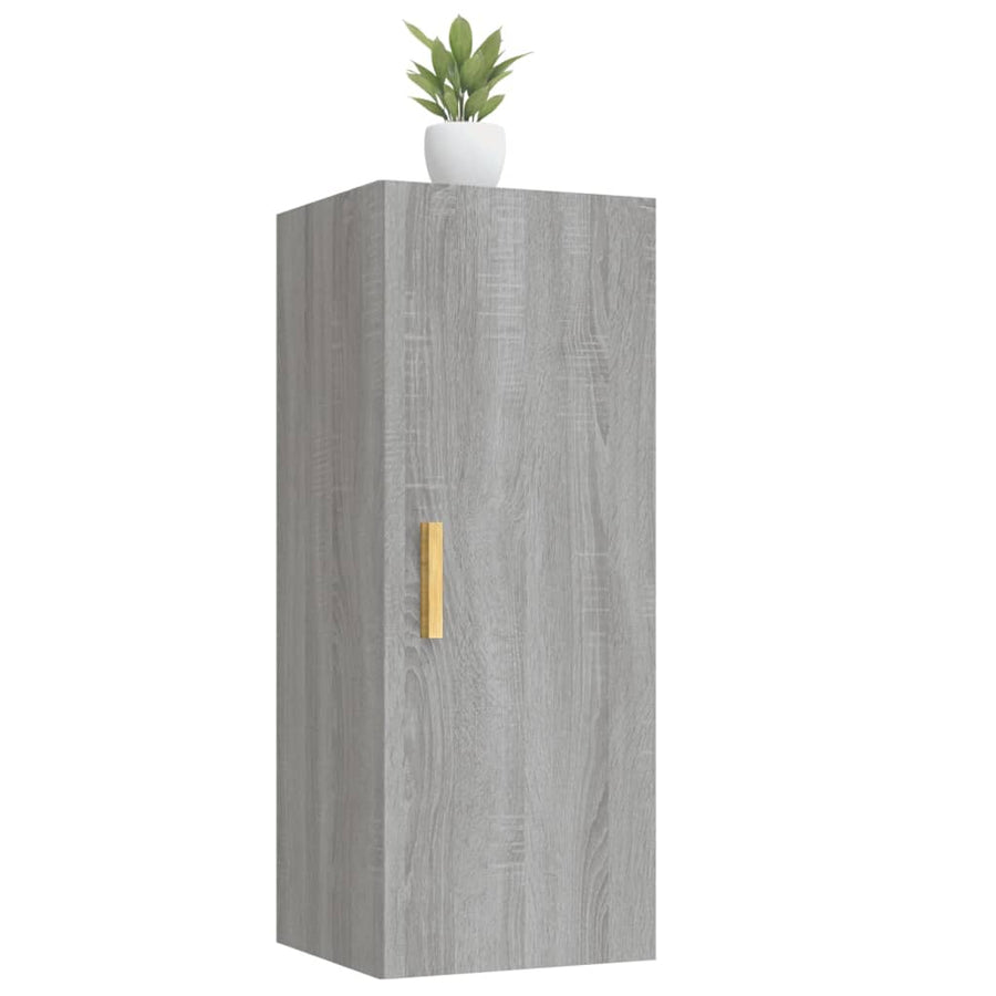 Wandkast 34,5X34X90 Cm Bewerkt Hout Grijs Sonoma Eikenkleurig