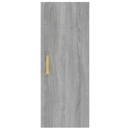 Wandkast 34,5X34X90 Cm Bewerkt Hout Grijs Sonoma Eikenkleurig