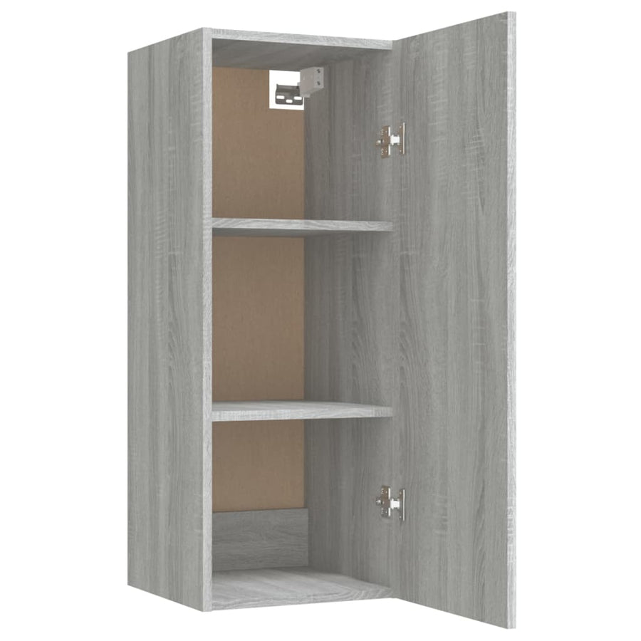 Wandkast 34,5X34X90 Cm Bewerkt Hout Grijs Sonoma Eikenkleurig