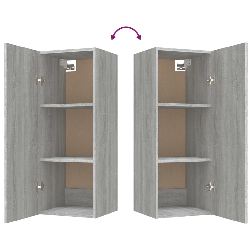Wandkast 34,5X34X90 Cm Bewerkt Hout Grijs Sonoma Eikenkleurig