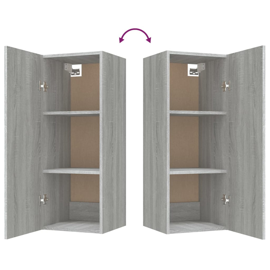 Wandkast 34,5X34X90 Cm Bewerkt Hout Grijs Sonoma Eikenkleurig