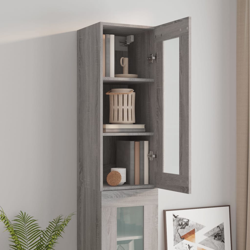 Hangkast 34,5X34X90 Cm Grijs Sonoma Eikenkleurig