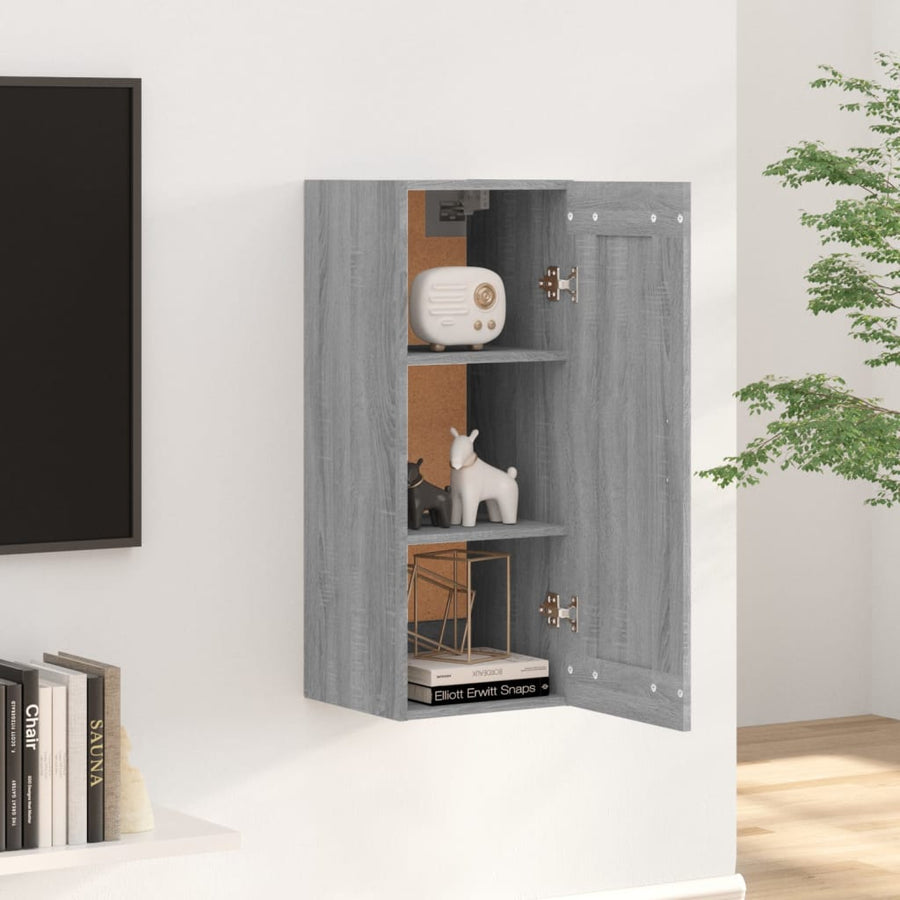 Wandkast 35X34X90 Cm Bewerkt Hout Grijs Sonoma Eikenkleurig