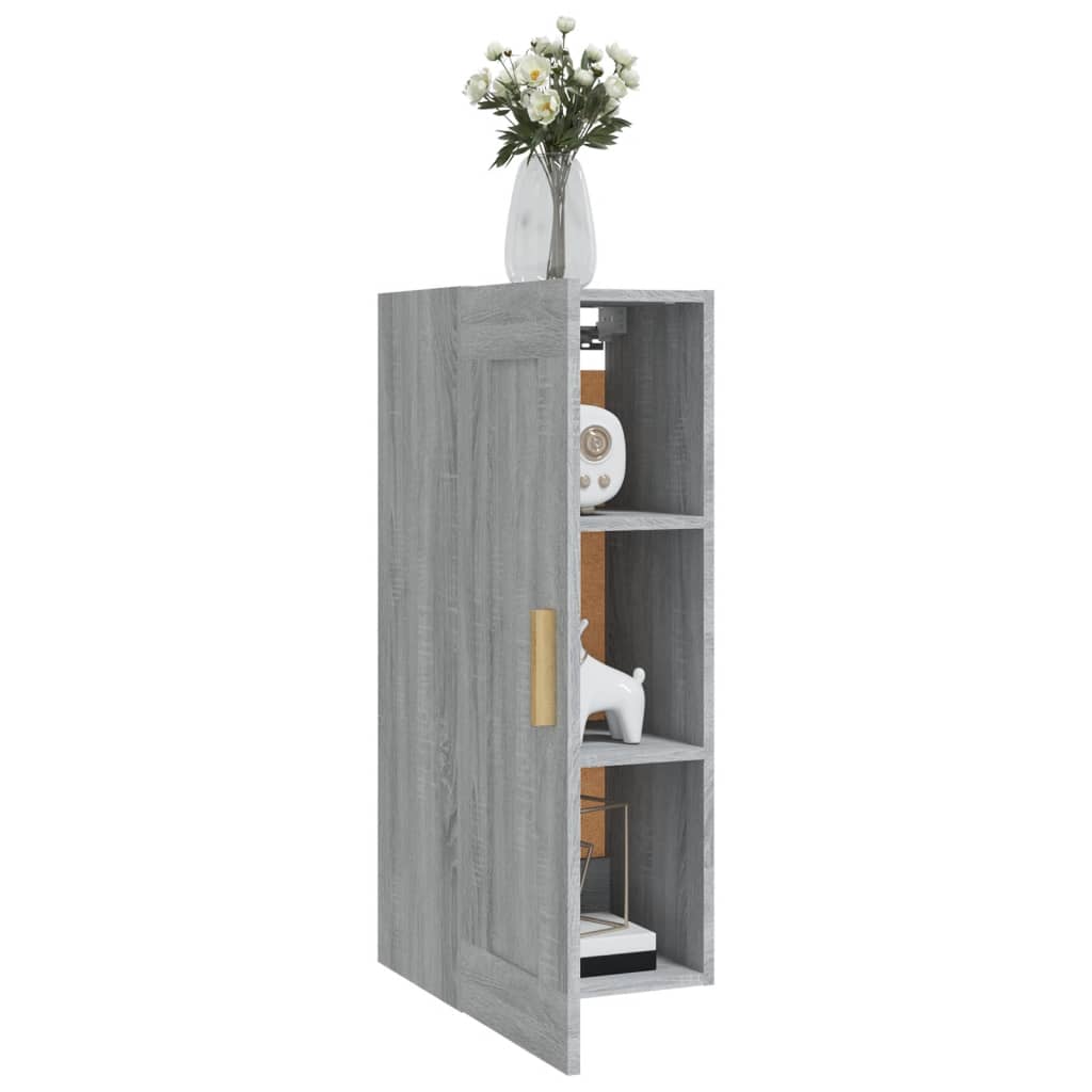 Wandkast 35X34X90 Cm Bewerkt Hout Grijs Sonoma Eikenkleurig