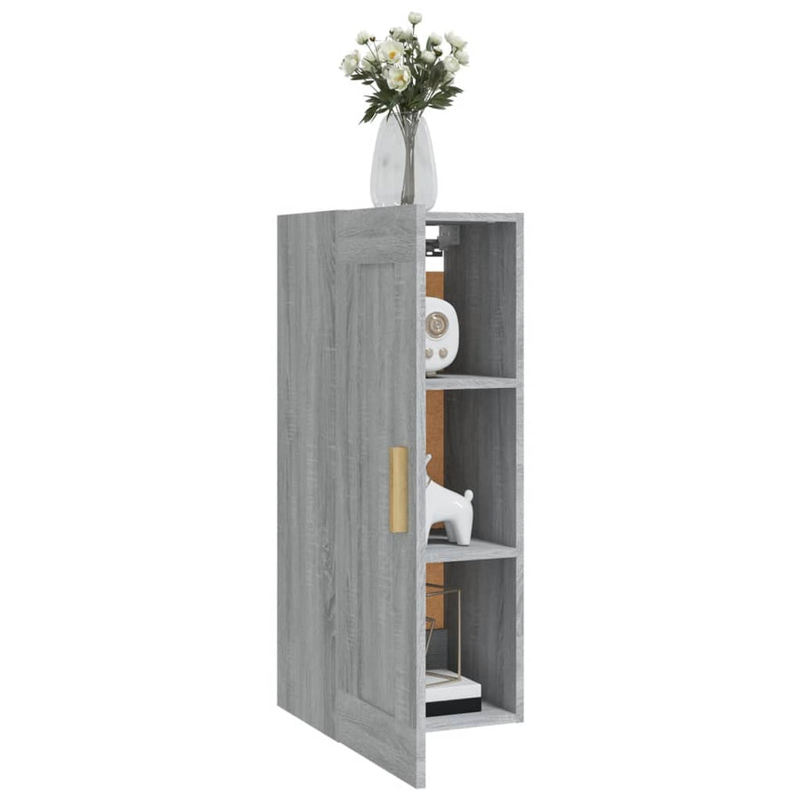 Wandkast 35X34X90 Cm Bewerkt Hout Grijs Sonoma Eikenkleurig