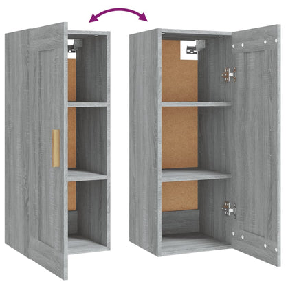Wandkast 35X34X90 Cm Bewerkt Hout Grijs Sonoma Eikenkleurig