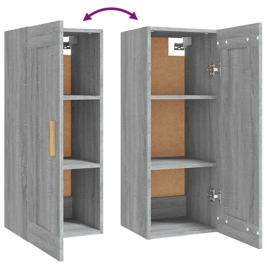 Wandkast 35X34X90 Cm Bewerkt Hout Grijs Sonoma Eikenkleurig