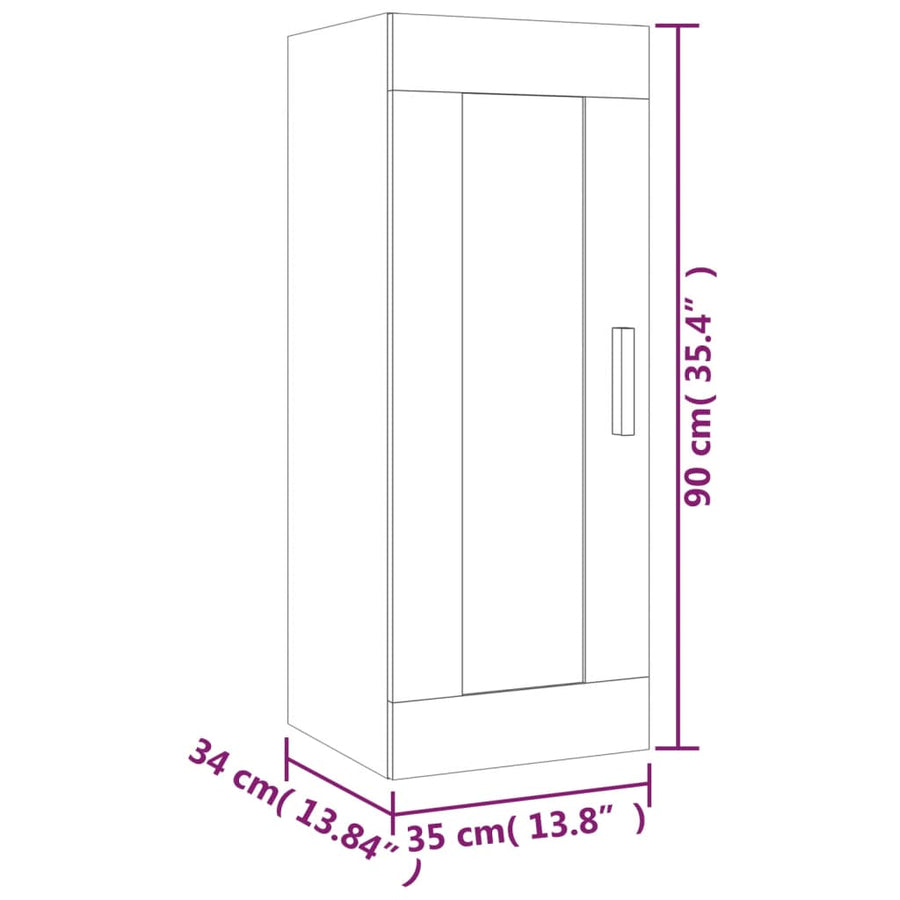 Wandkast 35X34X90 Cm Bewerkt Hout Grijs Sonoma Eikenkleurig