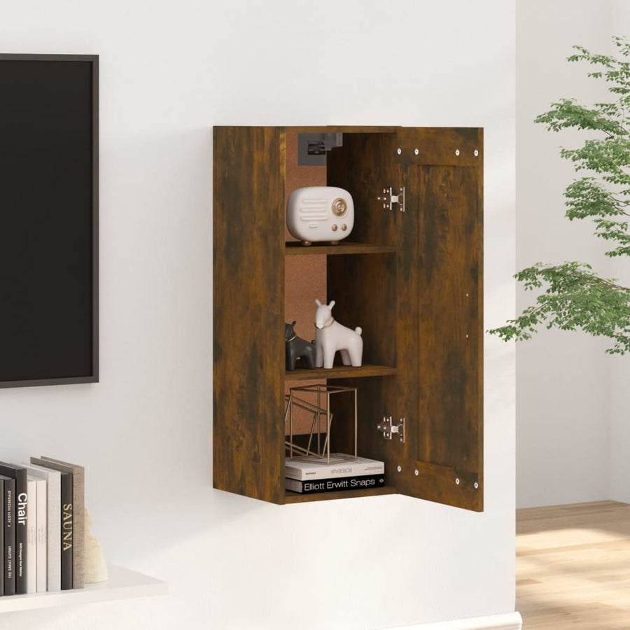 Hangkast 35X34X90 Cm Bewerkt Hout Gerookt Eikenkleurig