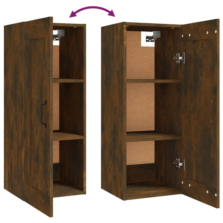 Hangkast 35X34X90 Cm Bewerkt Hout Gerookt Eikenkleurig