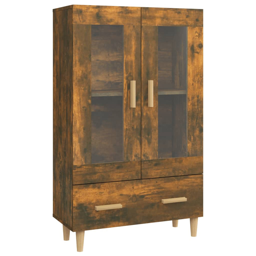 Hoge Kast 70X31X115 Cm Bewerkt Hout Gerookt Eikenkleurig