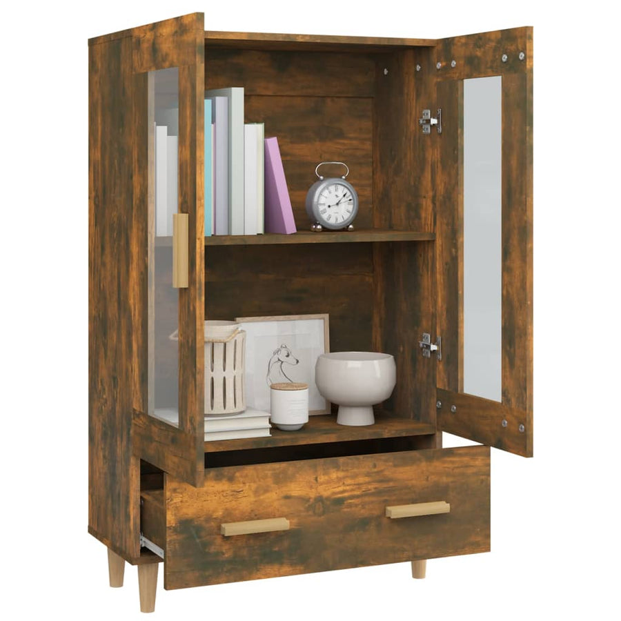 Hoge Kast 70X31X115 Cm Bewerkt Hout Gerookt Eikenkleurig