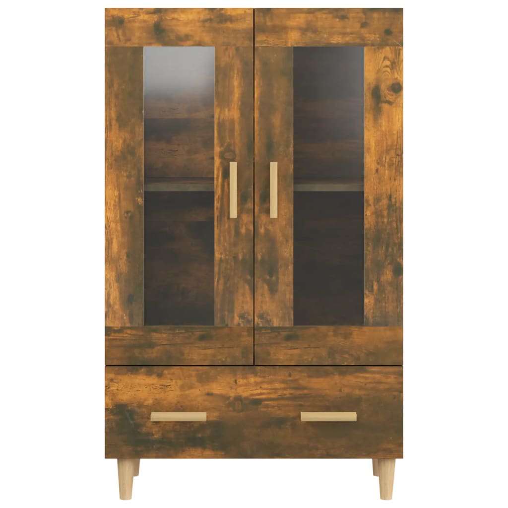 Hoge Kast 70X31X115 Cm Bewerkt Hout Gerookt Eikenkleurig
