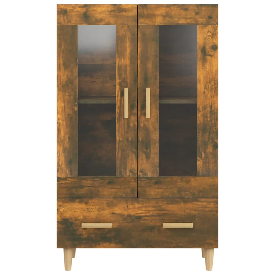 Hoge Kast 70X31X115 Cm Bewerkt Hout Gerookt Eikenkleurig