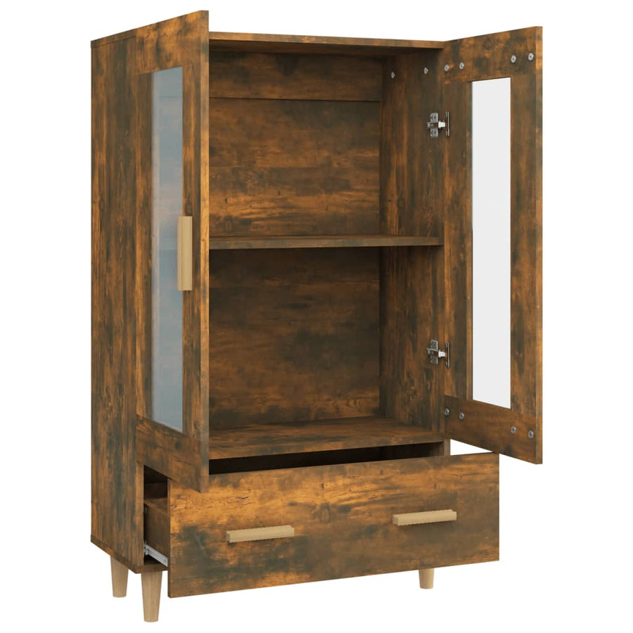Hoge Kast 70X31X115 Cm Bewerkt Hout Gerookt Eikenkleurig