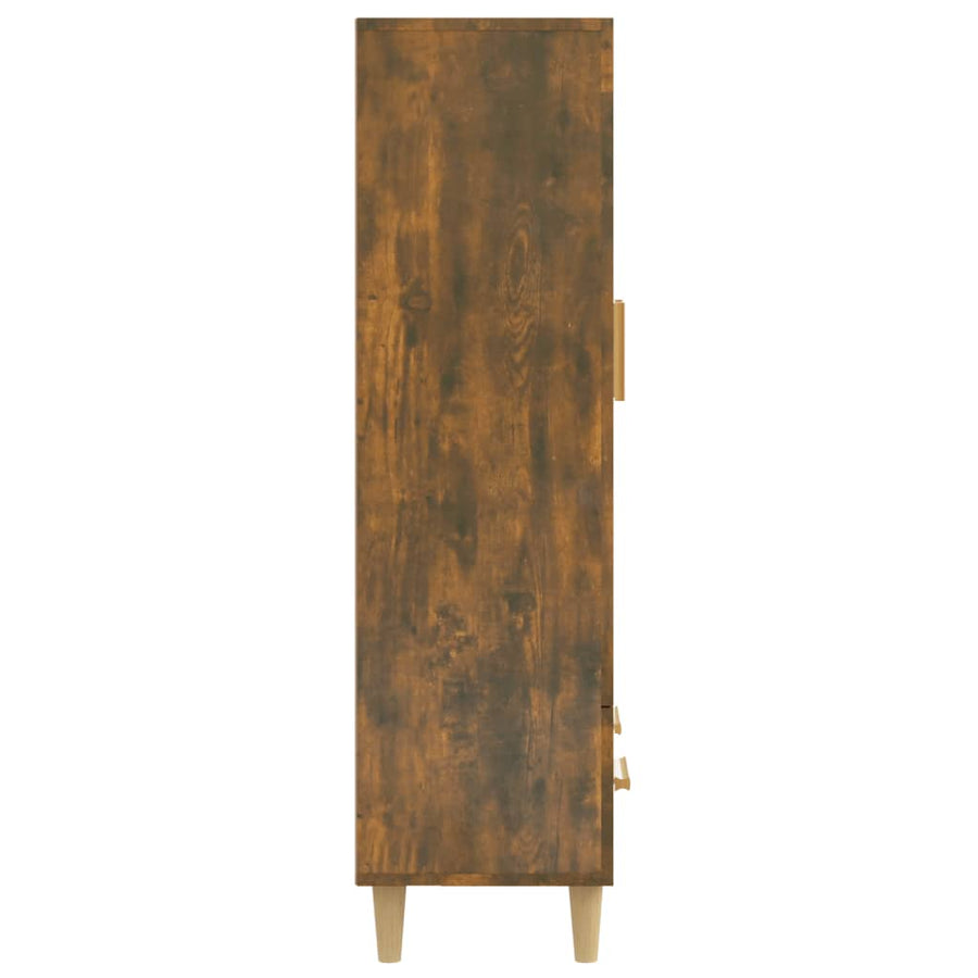 Hoge Kast 70X31X115 Cm Bewerkt Hout Gerookt Eikenkleurig