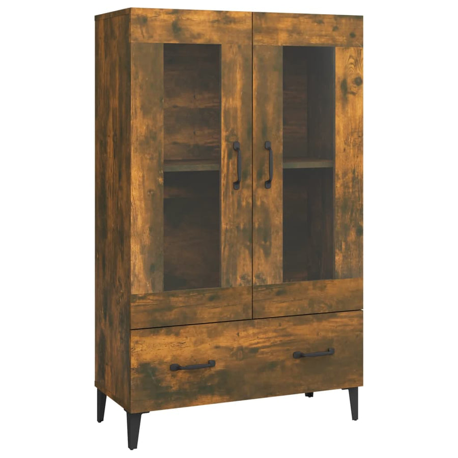 Hoge Kast 70X31X115 Cm Bewerkt Hout Gerookt Eikenkleurig