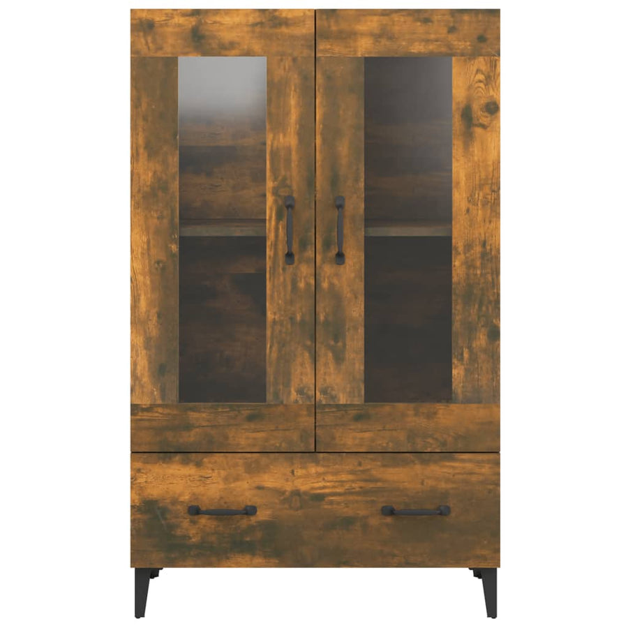 Hoge Kast 70X31X115 Cm Bewerkt Hout Gerookt Eikenkleurig