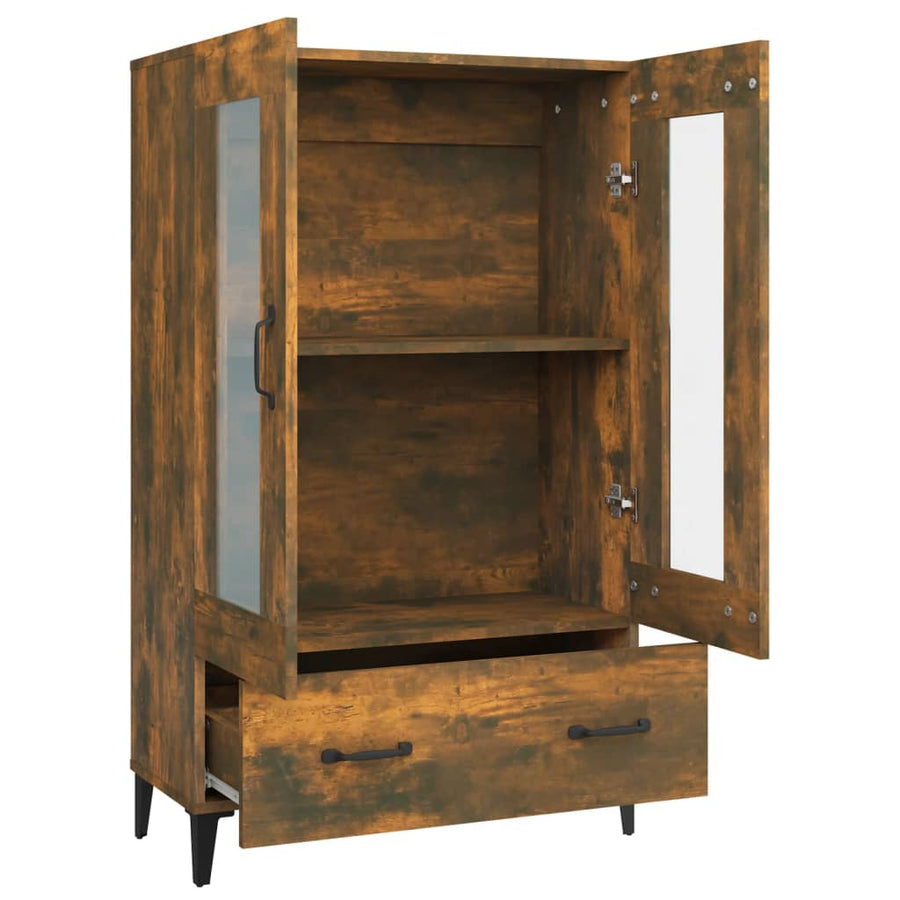 Hoge Kast 70X31X115 Cm Bewerkt Hout Gerookt Eikenkleurig