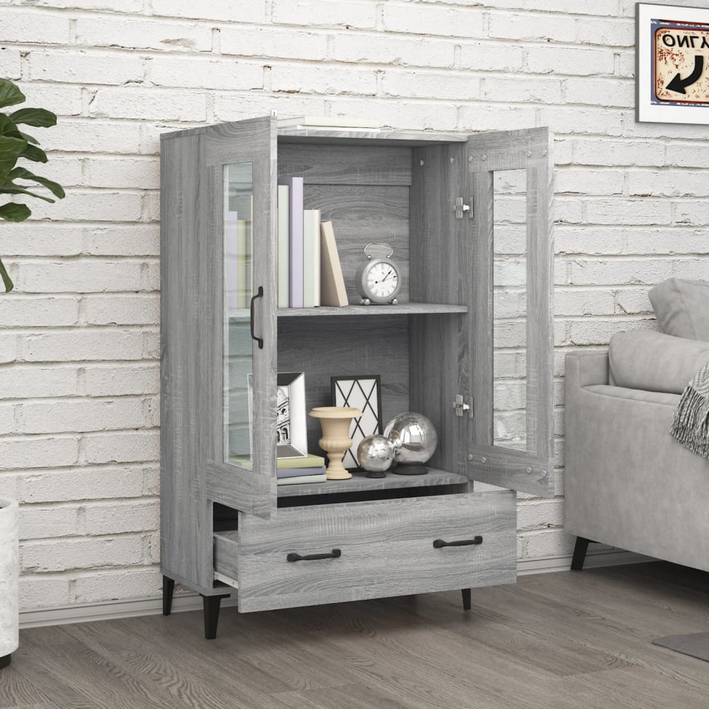 Hoge kast 70x31x115 cm bewerkt hout grijs sonoma eikenkleurig