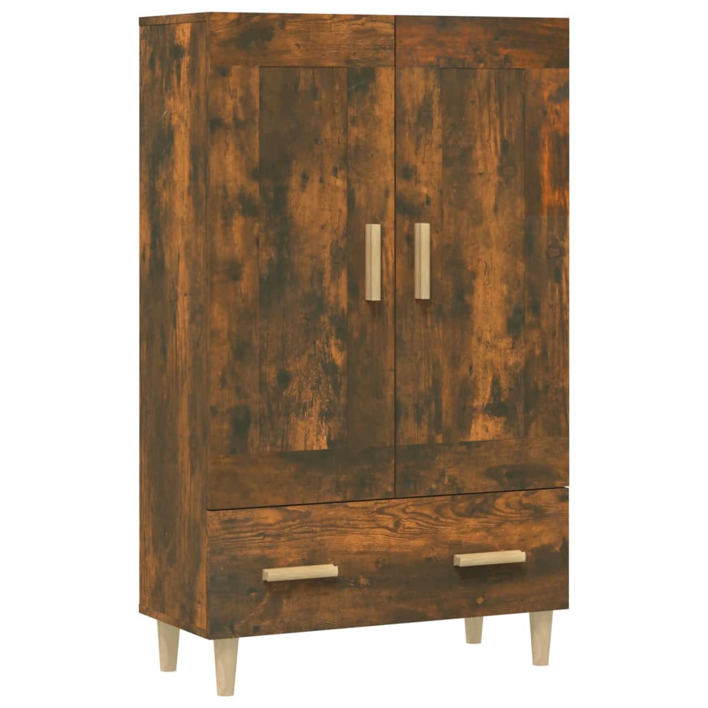 Hoge Kast 70X31X115 Cm Bewerkt Hout Kleurig Gerookt eiken