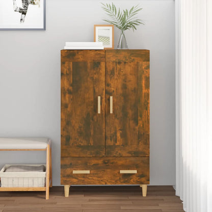 Hoge Kast 70X31X115 Cm Bewerkt Hout Kleurig Gerookt eiken