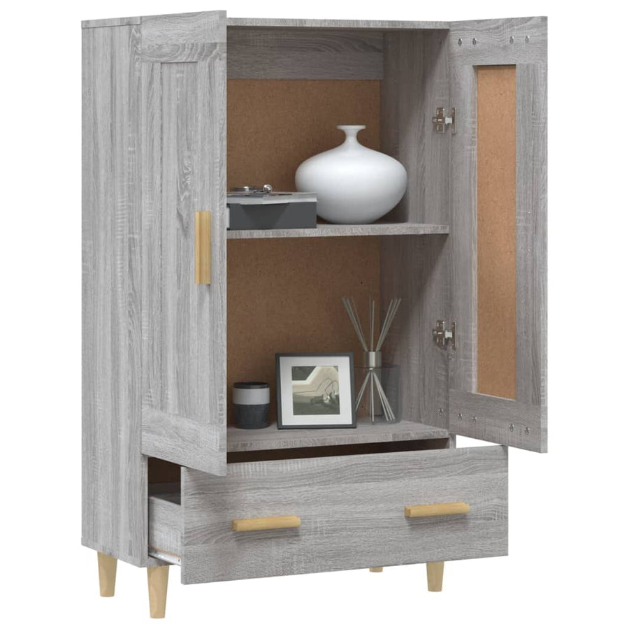 Hoge Kast 70X31X115 Cm Bewerkt Hout Eikenkleurig Grijs sonoma