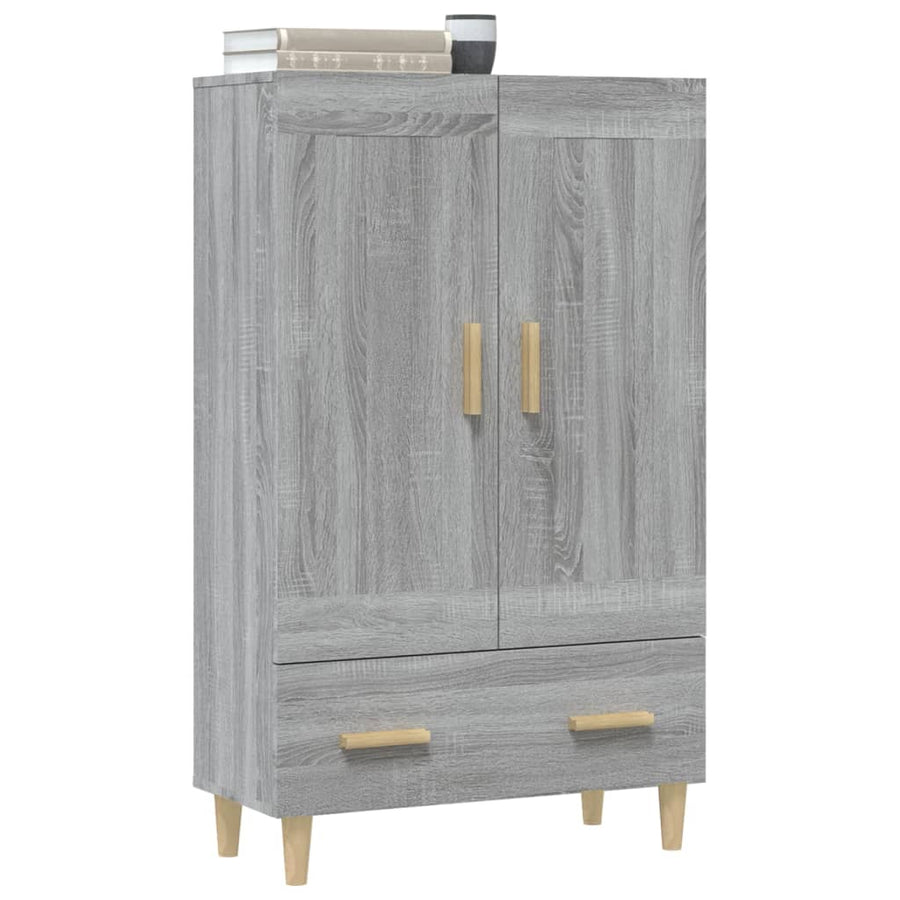 Hoge Kast 70X31X115 Cm Bewerkt Hout Eikenkleurig Grijs sonoma