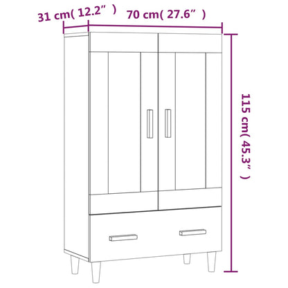 Hoge Kast 70X31X115 Cm Bewerkt Hout Eikenkleurig Grijs sonoma
