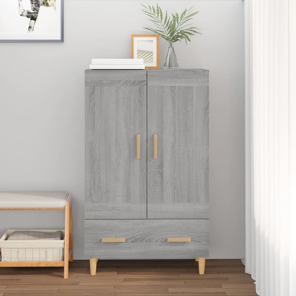 Hoge Kast 70X31X115 Cm Bewerkt Hout Eikenkleurig Grijs sonoma