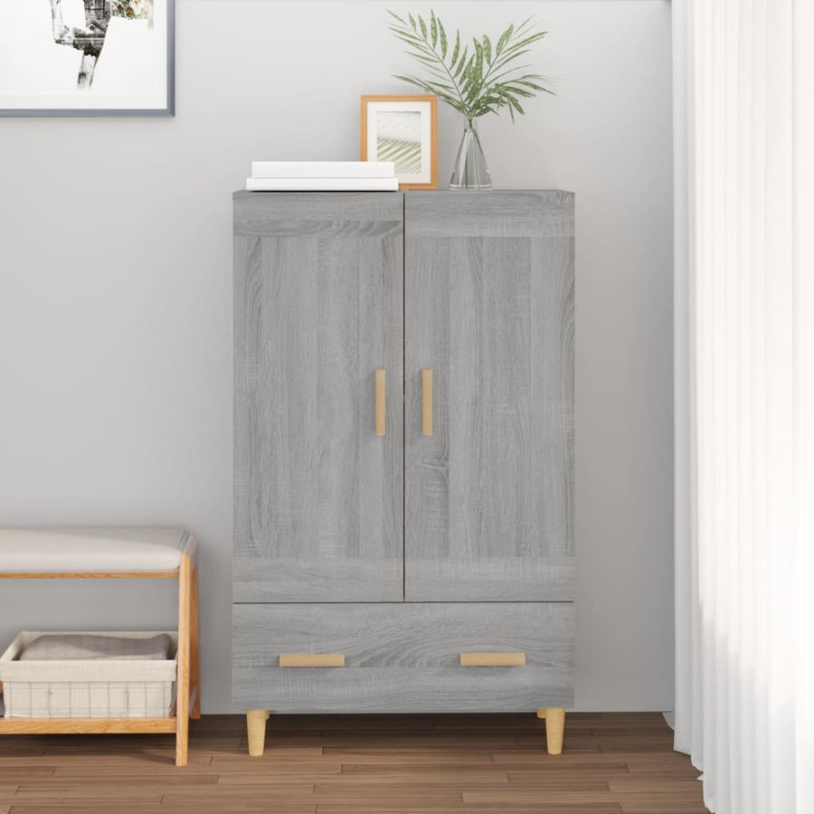 Hoge Kast 70X31X115 Cm Bewerkt Hout Eikenkleurig Grijs sonoma