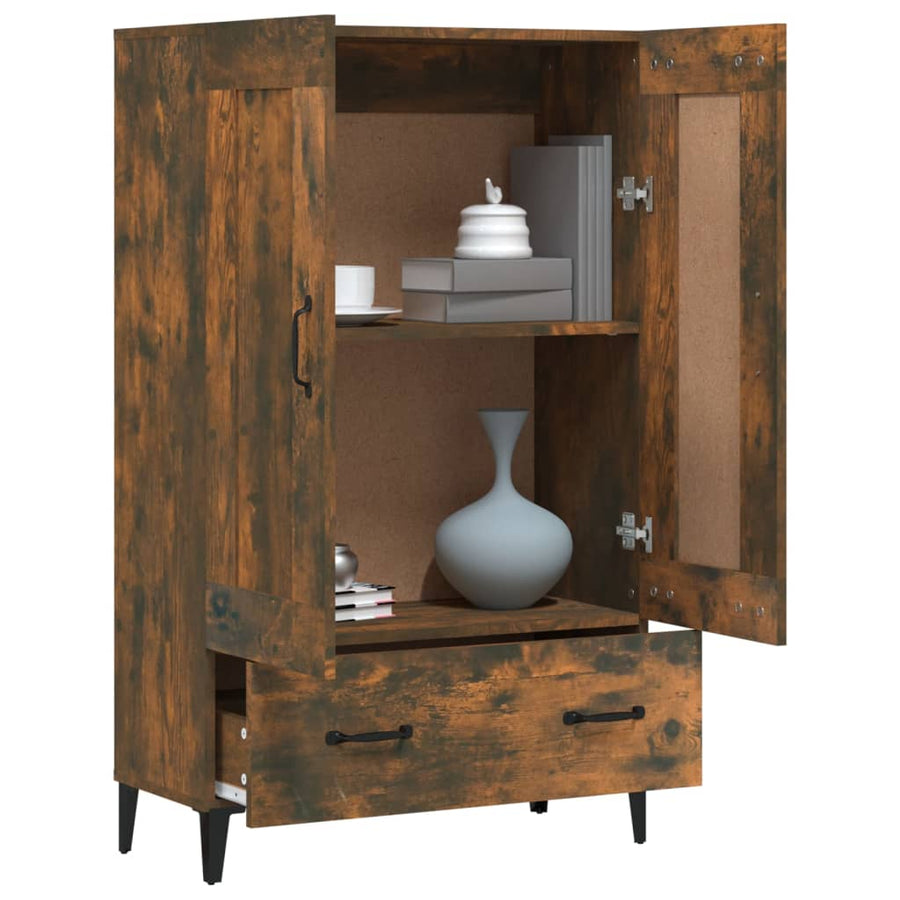 Hoge kast 70x31x115 cm bewerkt hout gerookt eikenkleurig