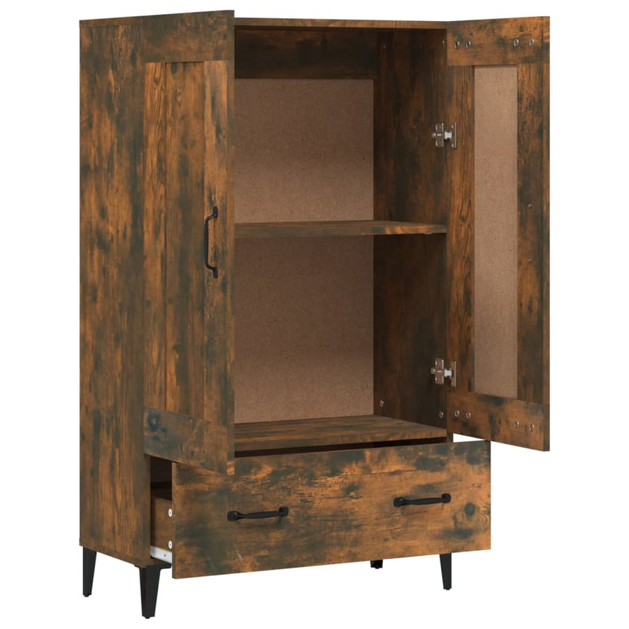 Hoge kast 70x31x115 cm bewerkt hout gerookt eikenkleurig