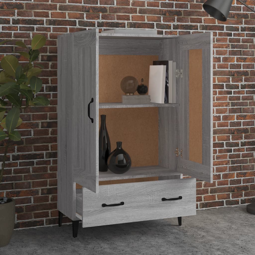 Hoge Kast 70X31X115 Cm Bewerkt Hout Eikenkleurig Grijs sonoma