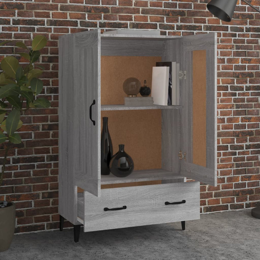 Hoge Kast 70X31X115 Cm Bewerkt Hout Eikenkleurig Grijs sonoma