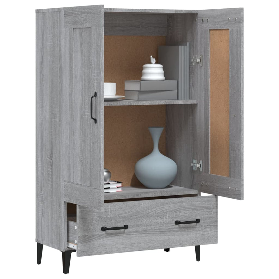 Hoge Kast 70X31X115 Cm Bewerkt Hout Eikenkleurig Grijs sonoma