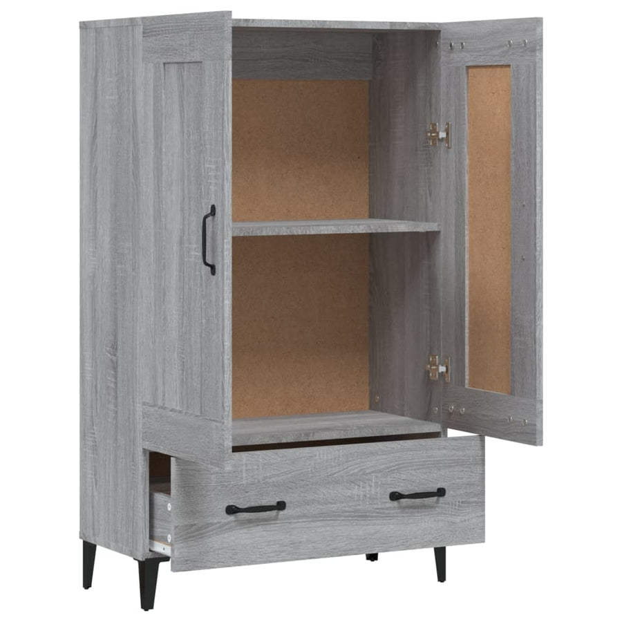 Hoge Kast 70X31X115 Cm Bewerkt Hout Eikenkleurig Grijs sonoma