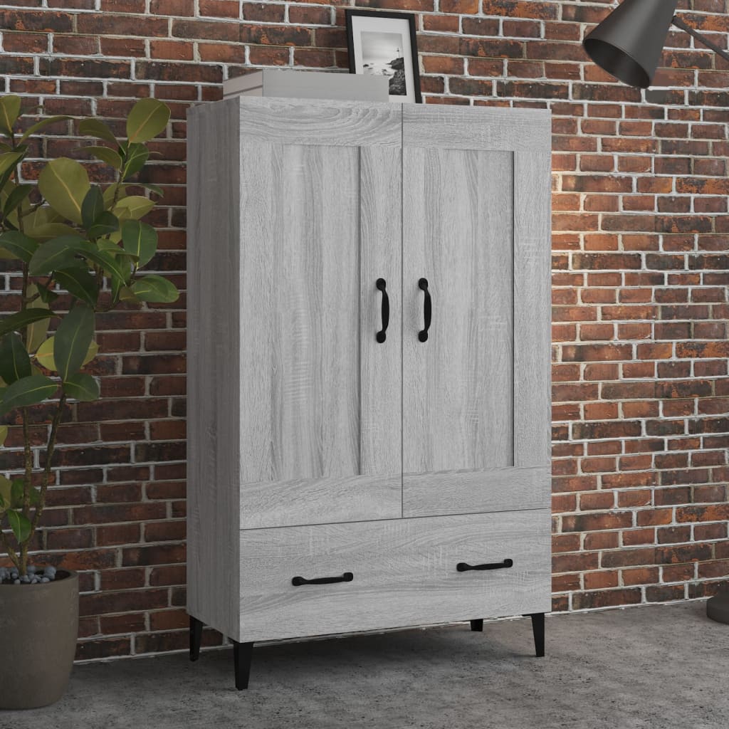Hoge Kast 70X31X115 Cm Bewerkt Hout Eikenkleurig Grijs sonoma