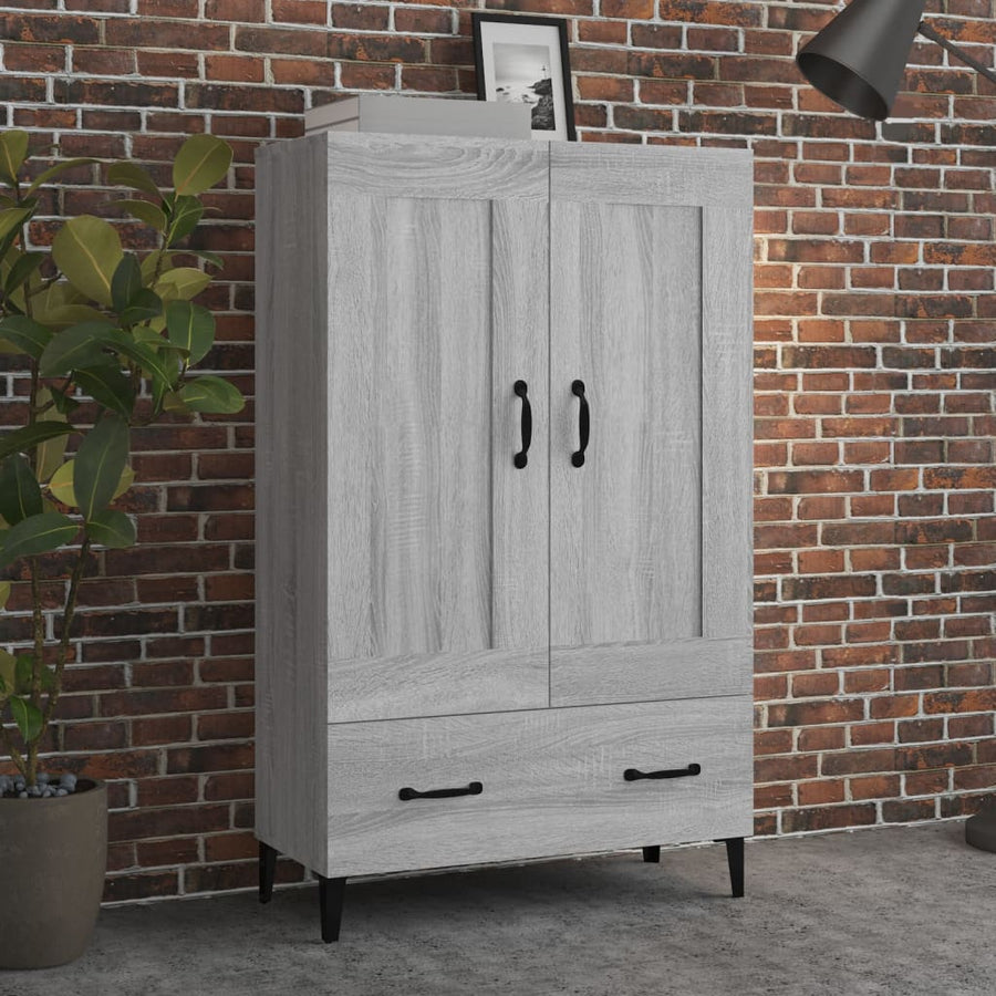Hoge Kast 70X31X115 Cm Bewerkt Hout Eikenkleurig Grijs sonoma