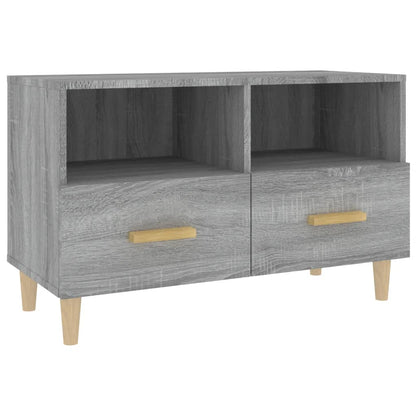 Tv-Meubel 80X36X50 Cm Bewerkt Hout Eikenkleurig Grijs sonoma