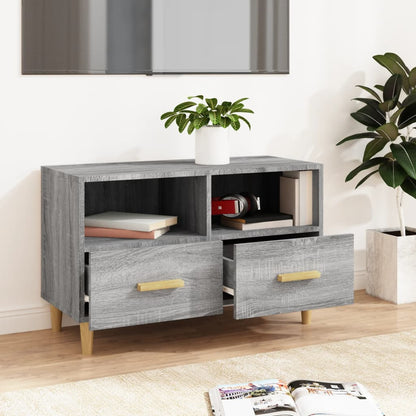 Tv-Meubel 80X36X50 Cm Bewerkt Hout Eikenkleurig Grijs sonoma