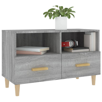 Tv-Meubel 80X36X50 Cm Bewerkt Hout Eikenkleurig Grijs sonoma