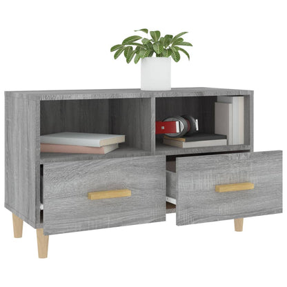 Tv-Meubel 80X36X50 Cm Bewerkt Hout Eikenkleurig Grijs sonoma