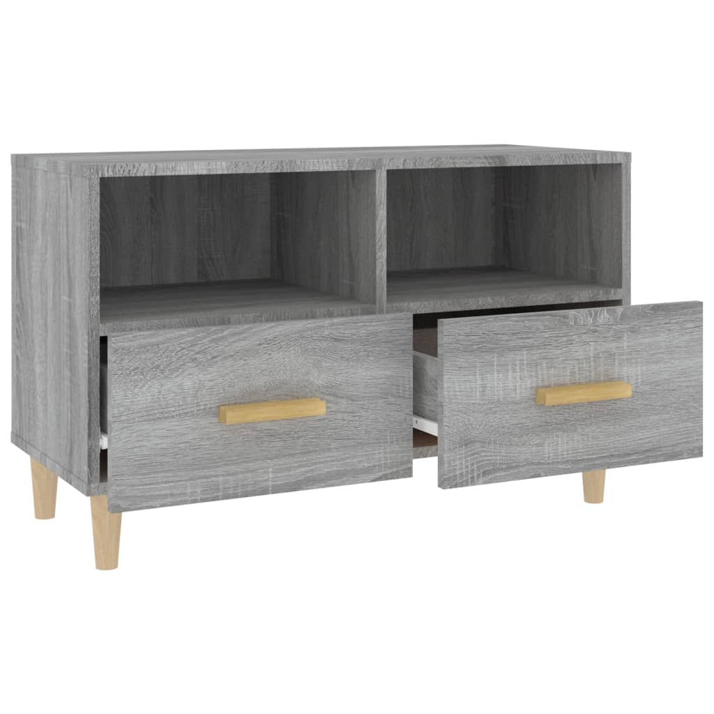 Tv-Meubel 80X36X50 Cm Bewerkt Hout Eikenkleurig Grijs sonoma