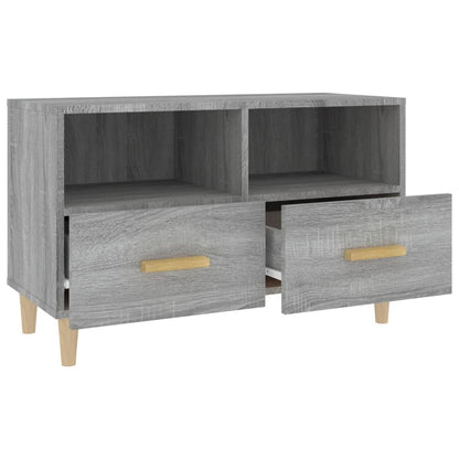 Tv-Meubel 80X36X50 Cm Bewerkt Hout Eikenkleurig Grijs sonoma