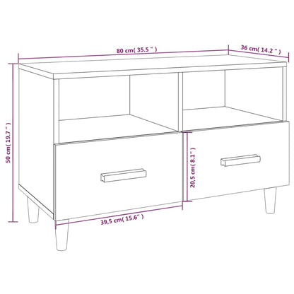 Tv-Meubel 80X36X50 Cm Bewerkt Hout Eikenkleurig Grijs sonoma